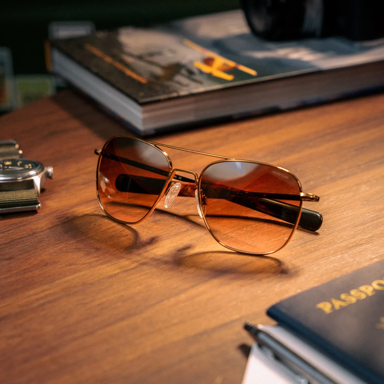 Women Randolph Engineering Aviator - 22k Chocolate Gold & Cape Sand