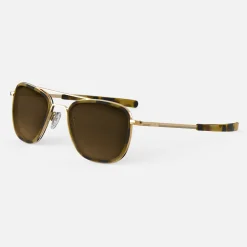 Women Randolph Engineering Aviator Fusion - 23k Gold & Dark Caramel Tortoise Inlay & Cape Sand